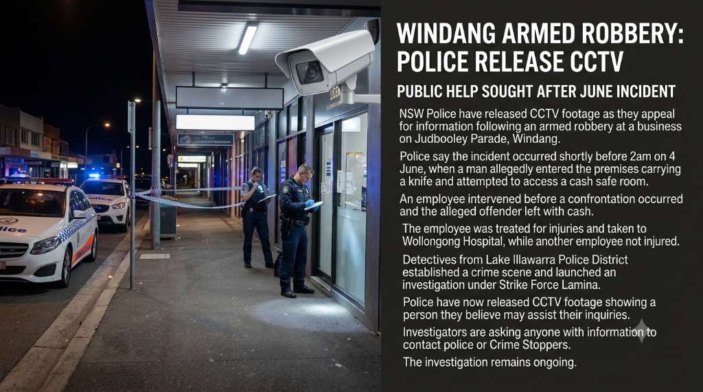 Police release CCTV after Windang armed robbery - Wollongong, NSW