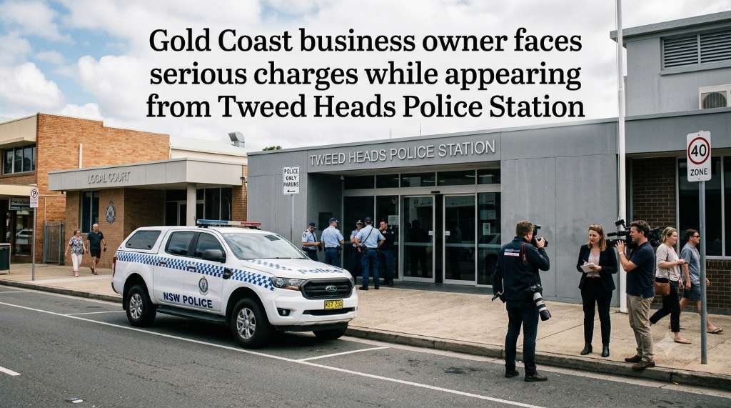 Gold Coast business owner faces serious charges while appearing from Tweed Heads Police Station