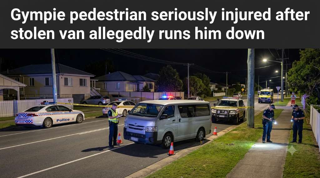 Gympie pedestrian seriously injured after stolen van allegedly runs him down