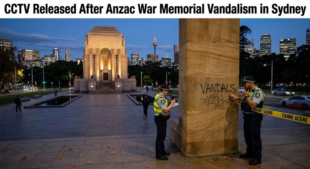 CCTV Released After Anzac War Memorial Vandalism in Sydney