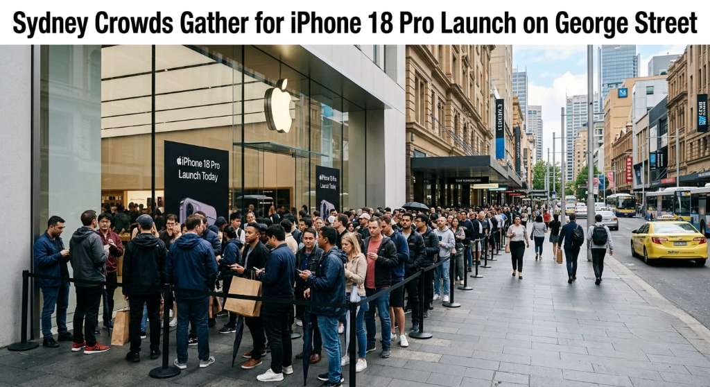 Sydney Crowds Gather for i Phone 18 Pro Launch on George Street