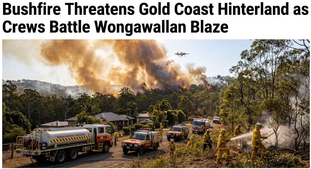 Bushfire Threatens Gold Coast Hinterland as Crews Battle Wongawallan Blaze