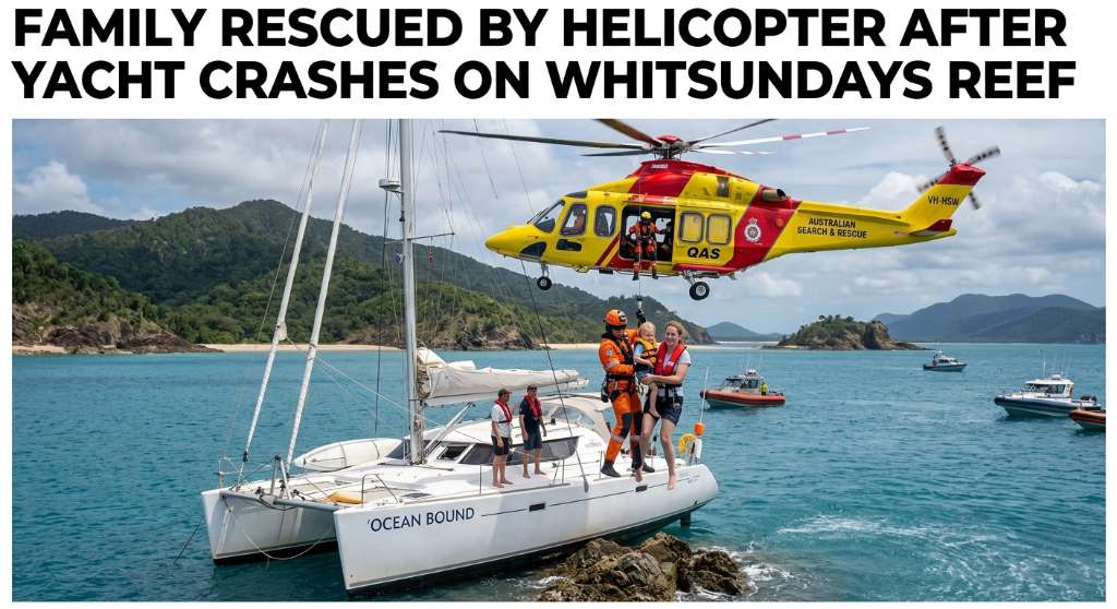 Family Rescued by Helicopter After Yacht Crashes on Whitsundays Reef