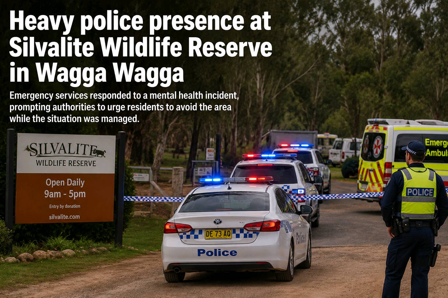 Heavy police presence at Silvalite Wildlife Reserve in Wagga Wagga