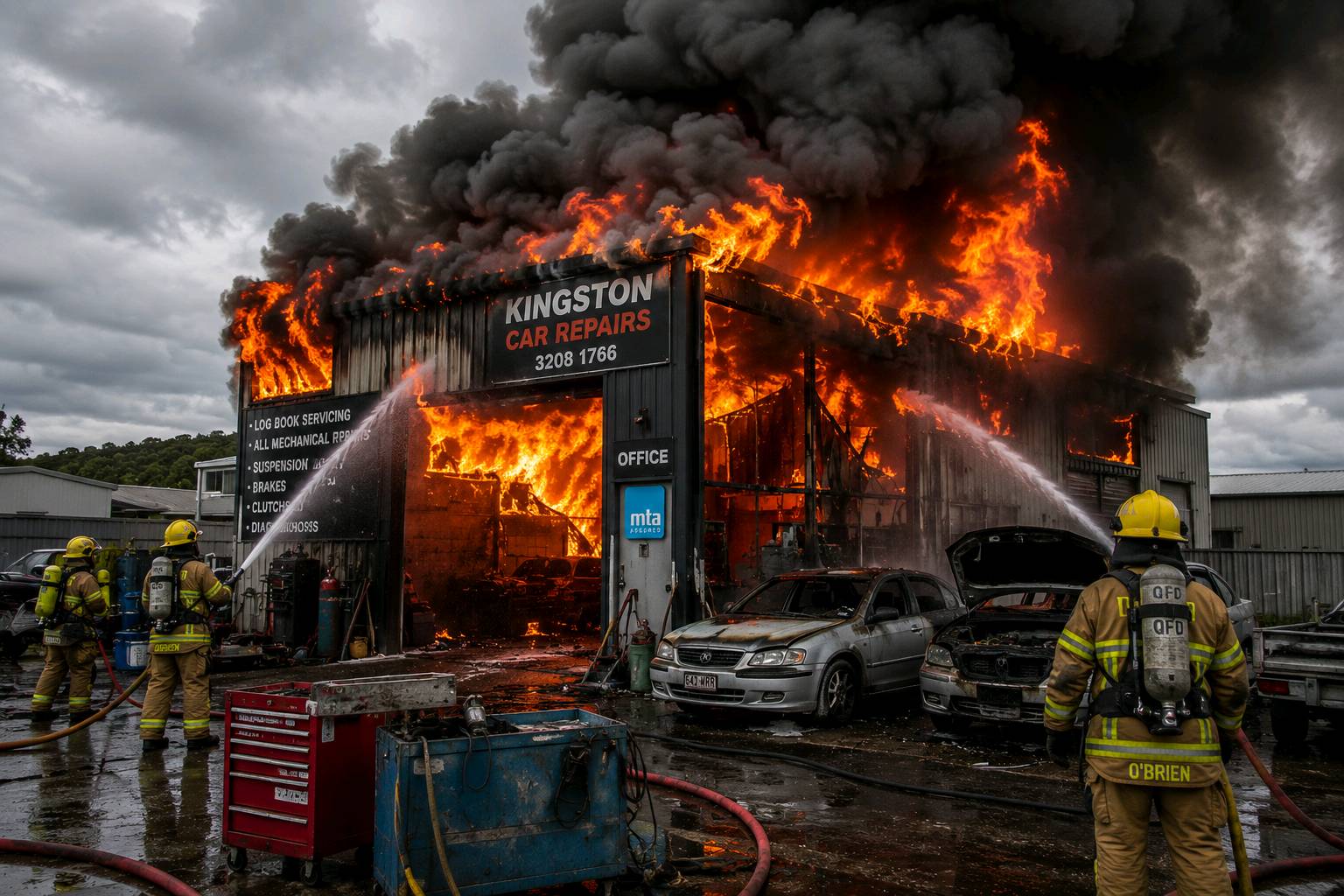 “Kingston car workshop goes up in flames”