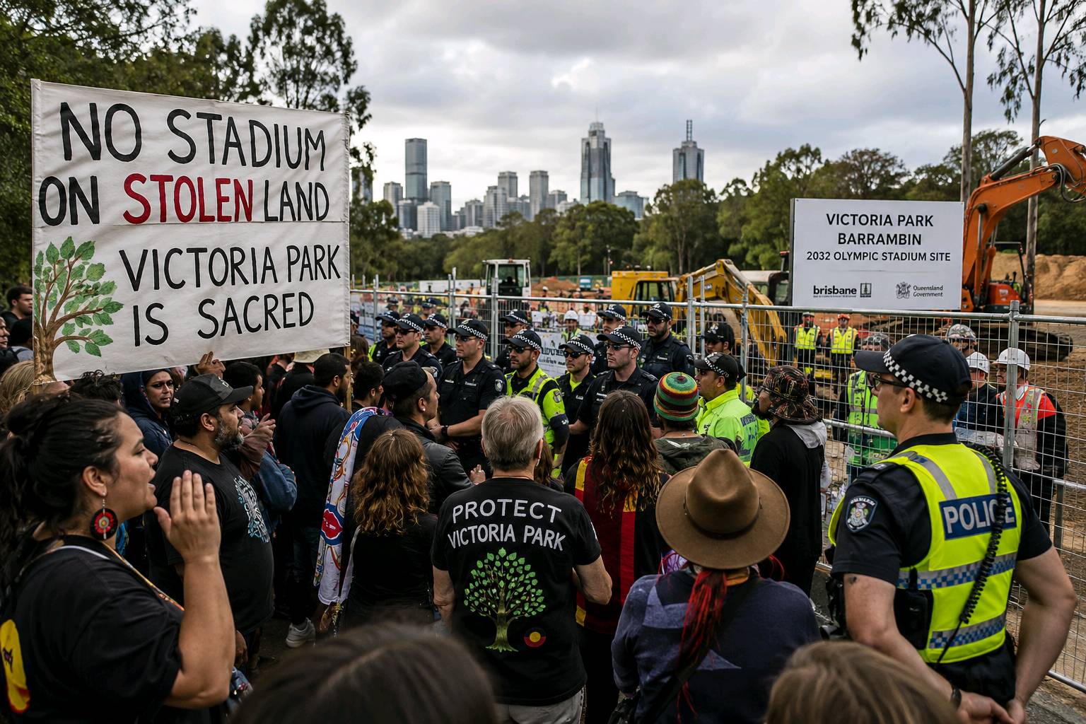 Victoria Park Protesters Clash with Council Over Brisbane 2032 Olympic Stadium
