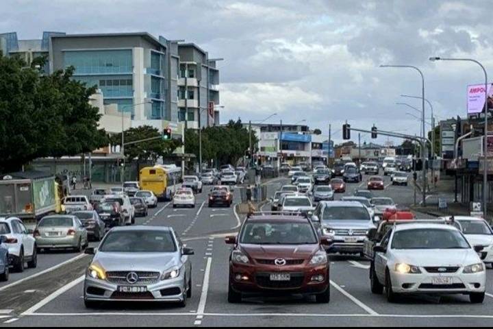 Emergency vehicles at the scene of a multi-vehicle crash on Gympie Road.