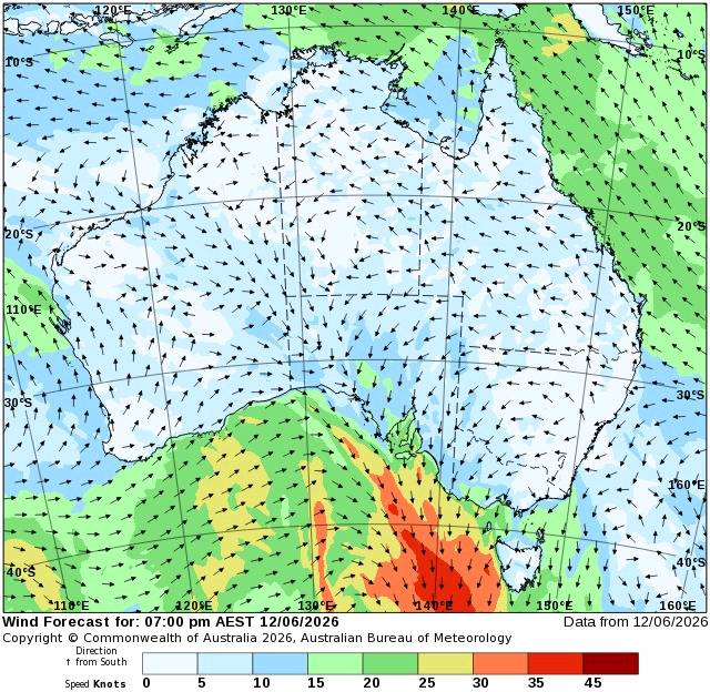 Victoria Marine Wind Warning - Saturday, 13 June