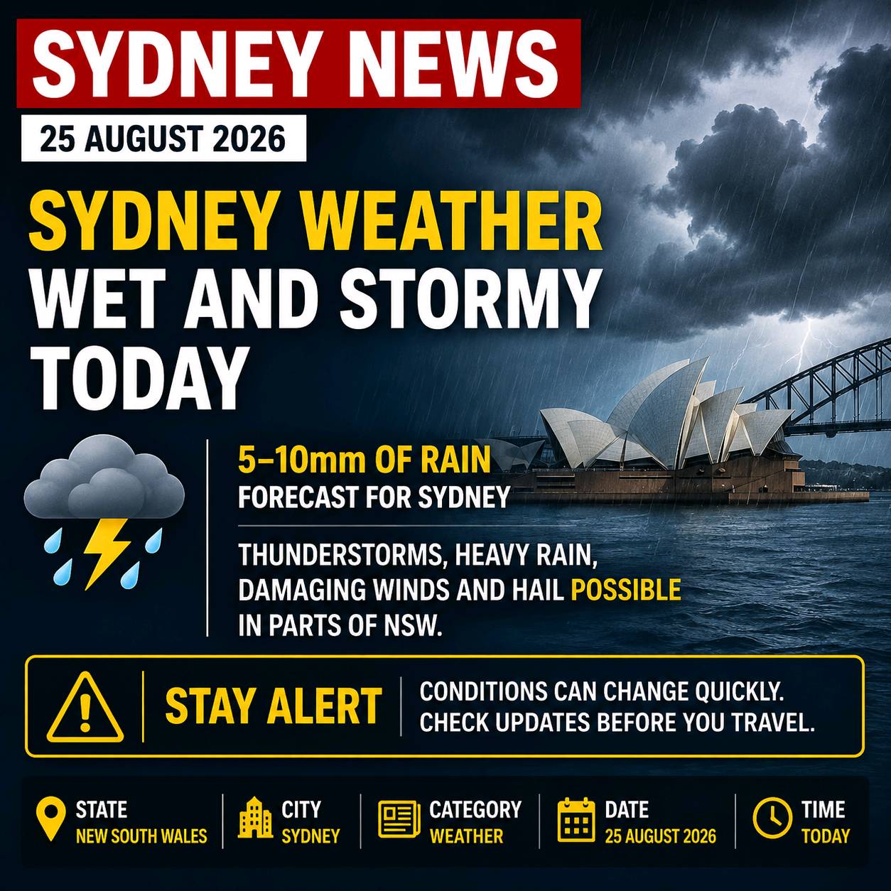 Sydney Weather Alert: Severe Storms and Heavy Rain Forecast