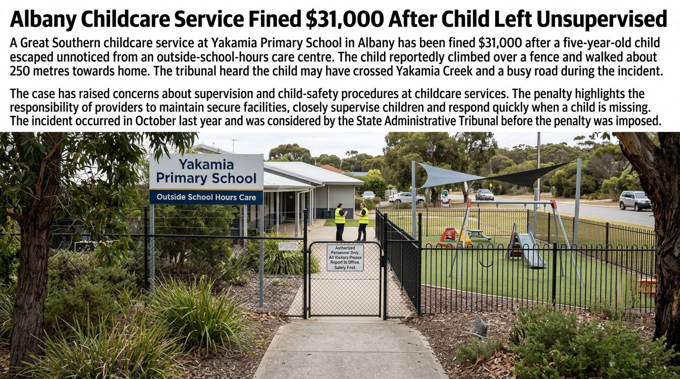 Albany Childcare Service Fined $31,000 After Child Left Unsupervised