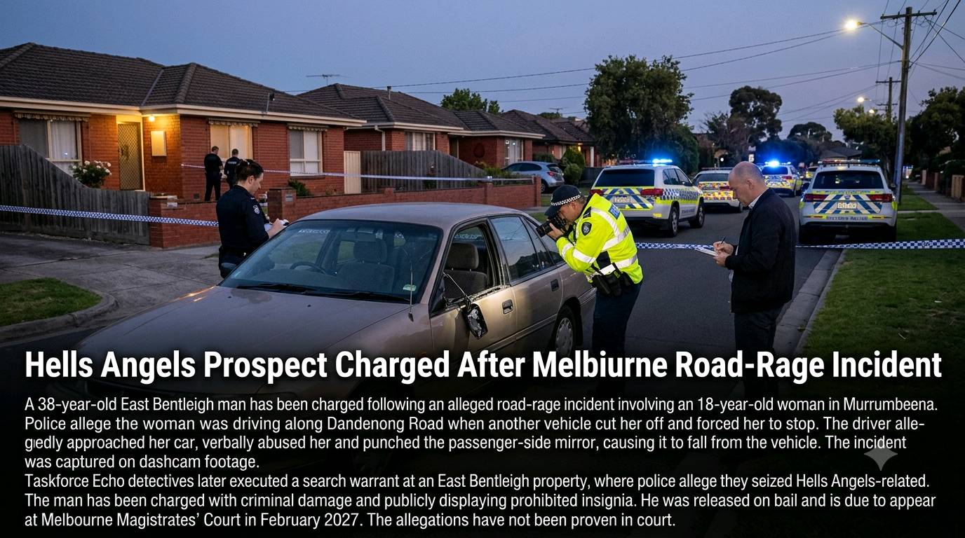 Hells Angels Prospect Charged After Melbourne Road-Rage Incident