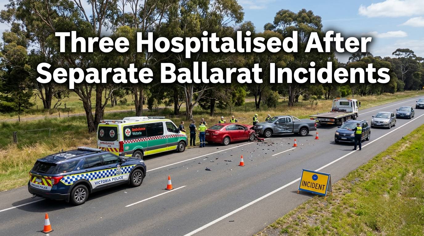 Three Hospitalised After Ballarat Bike Crash and Highway Collision