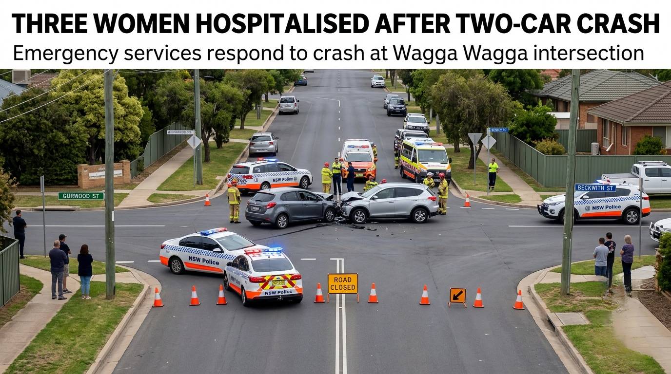 Three Women Hospitalised After Two-Car Crash at Wagga Intersection