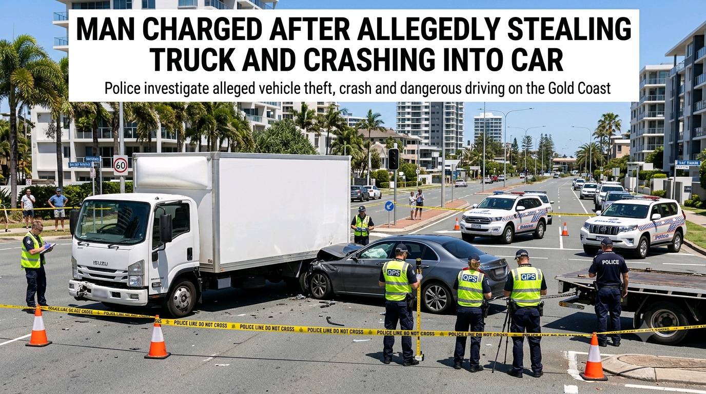 Man Charged After Allegedly Stealing Truck and Crashing Into Mercedes