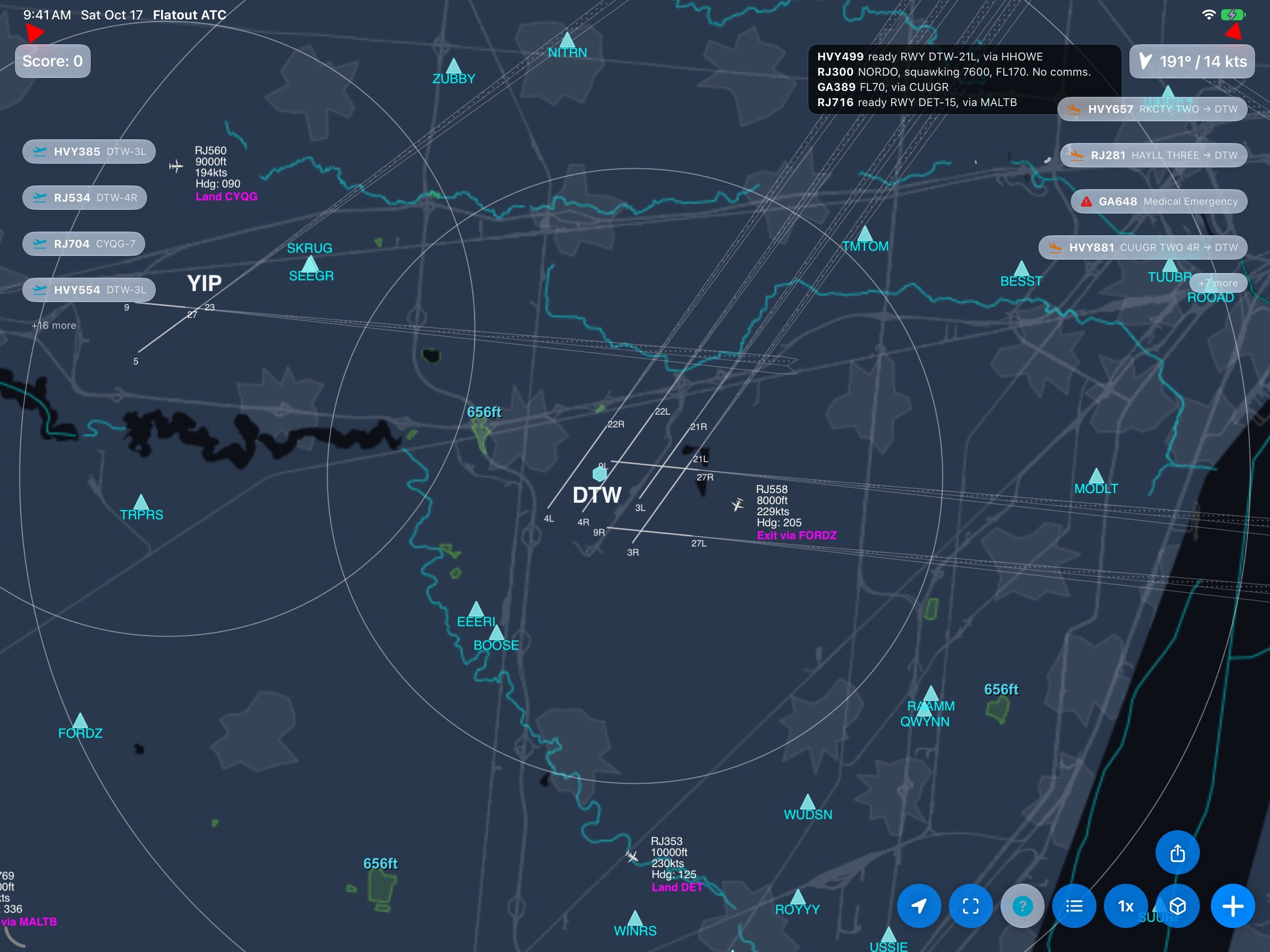 Zoomed back in, the tags are back to the east.