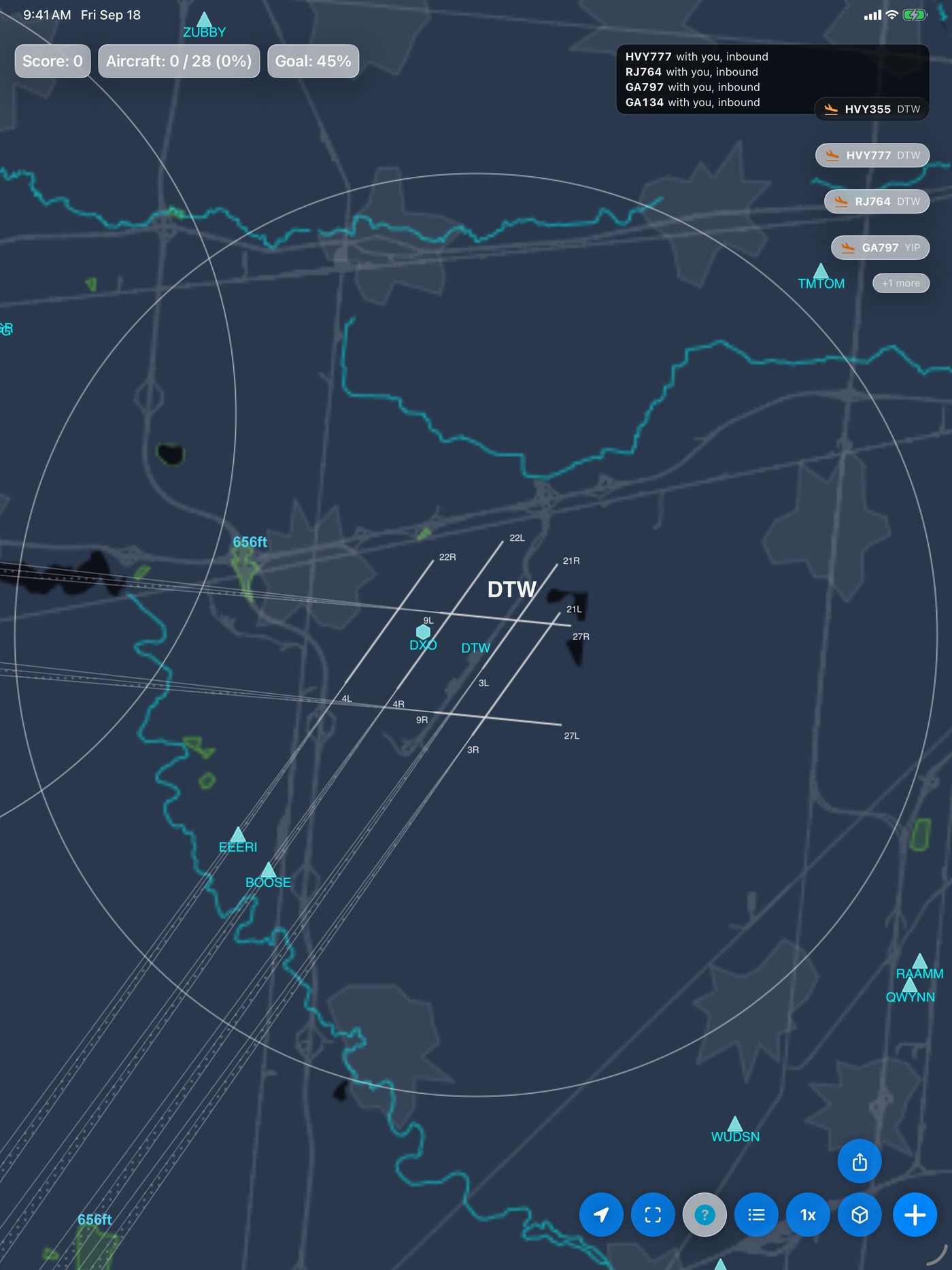 Radar zoomed in at Detroit Metro