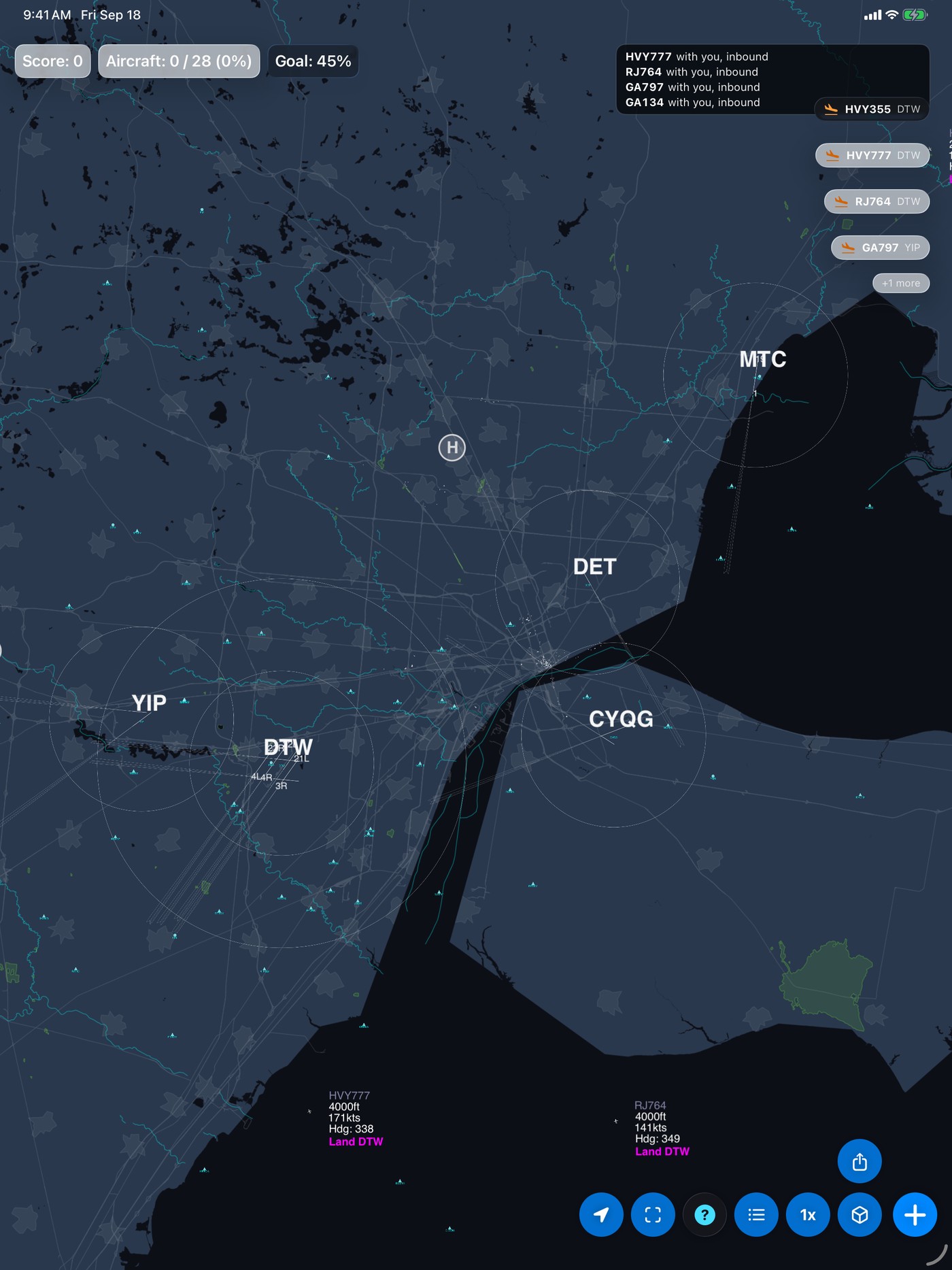 Radar zoomed out over the Detroit area