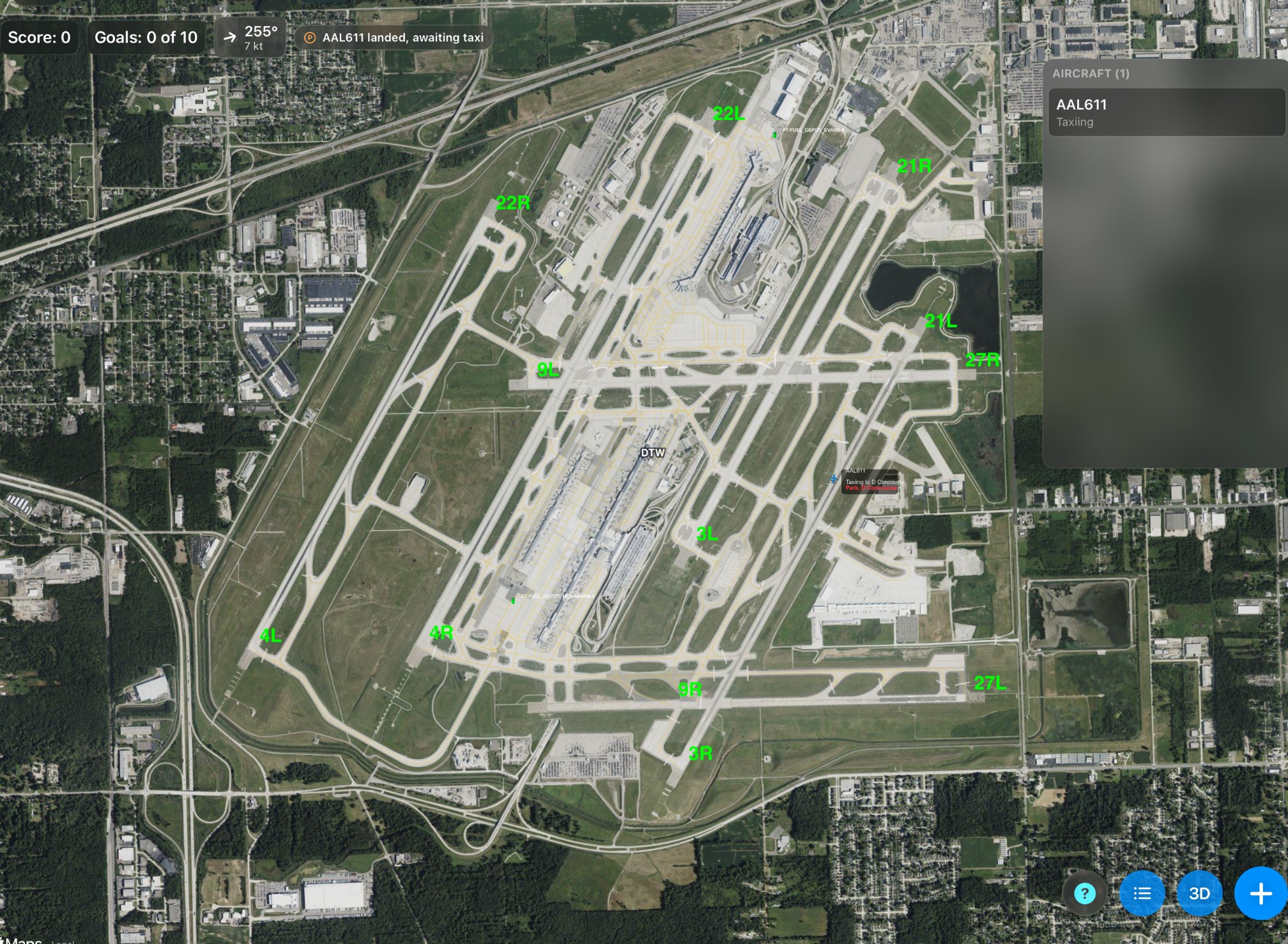 The whole airport. Zoomed out this far, only the runway ends are labelled.