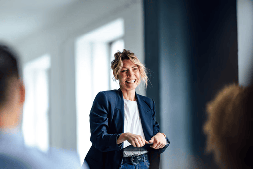 Woman reviewing salary data at her desk
