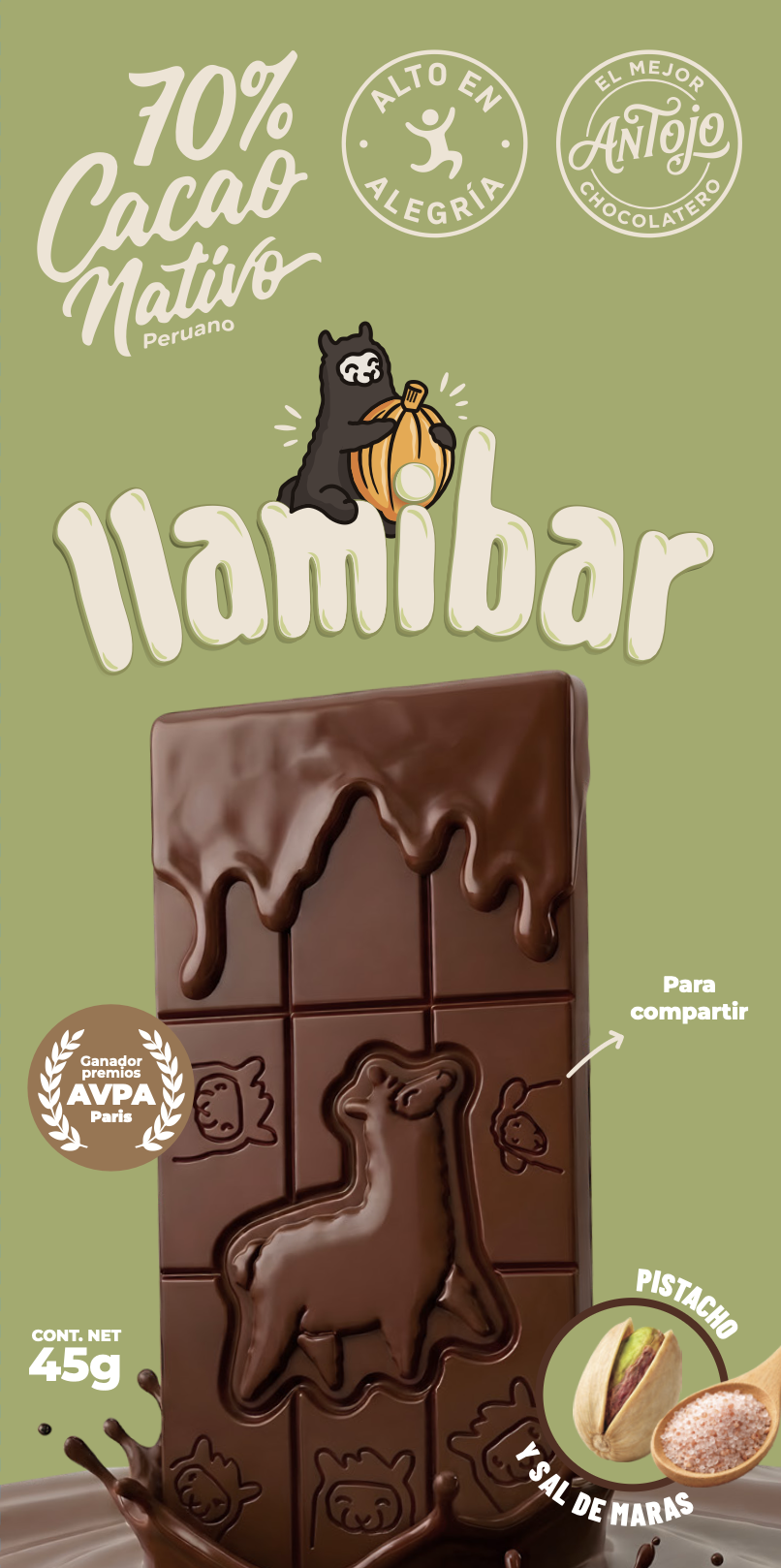 Llamibar 70% cacao · Pistacho
