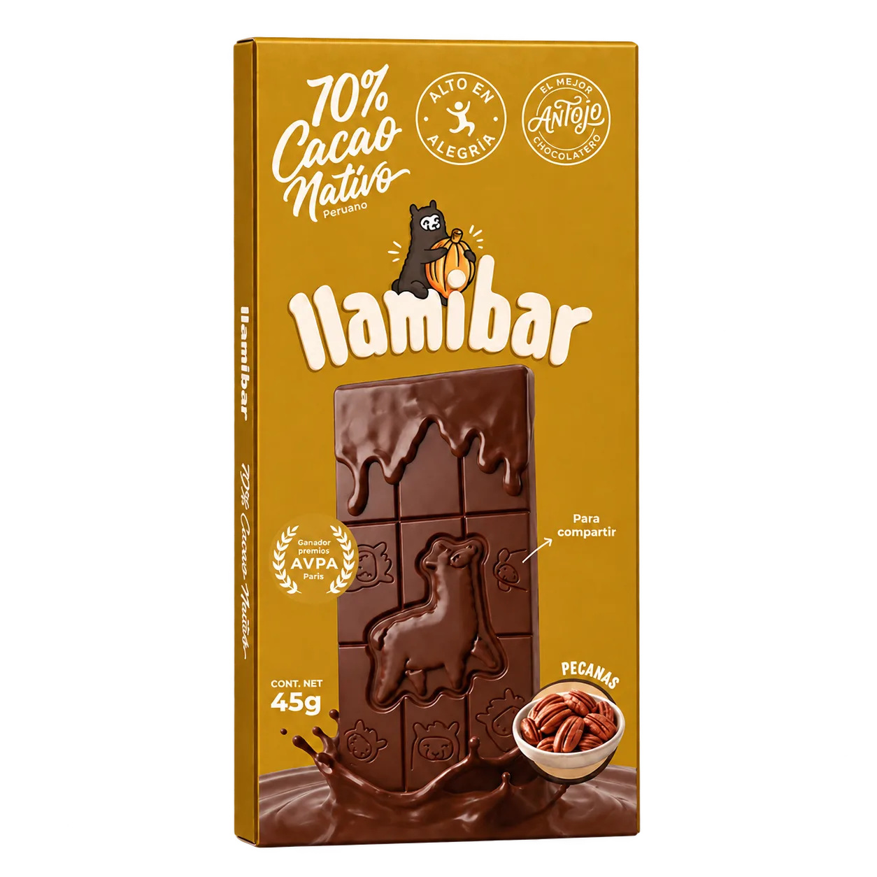 Llamibar 70% cacao · Pecanas