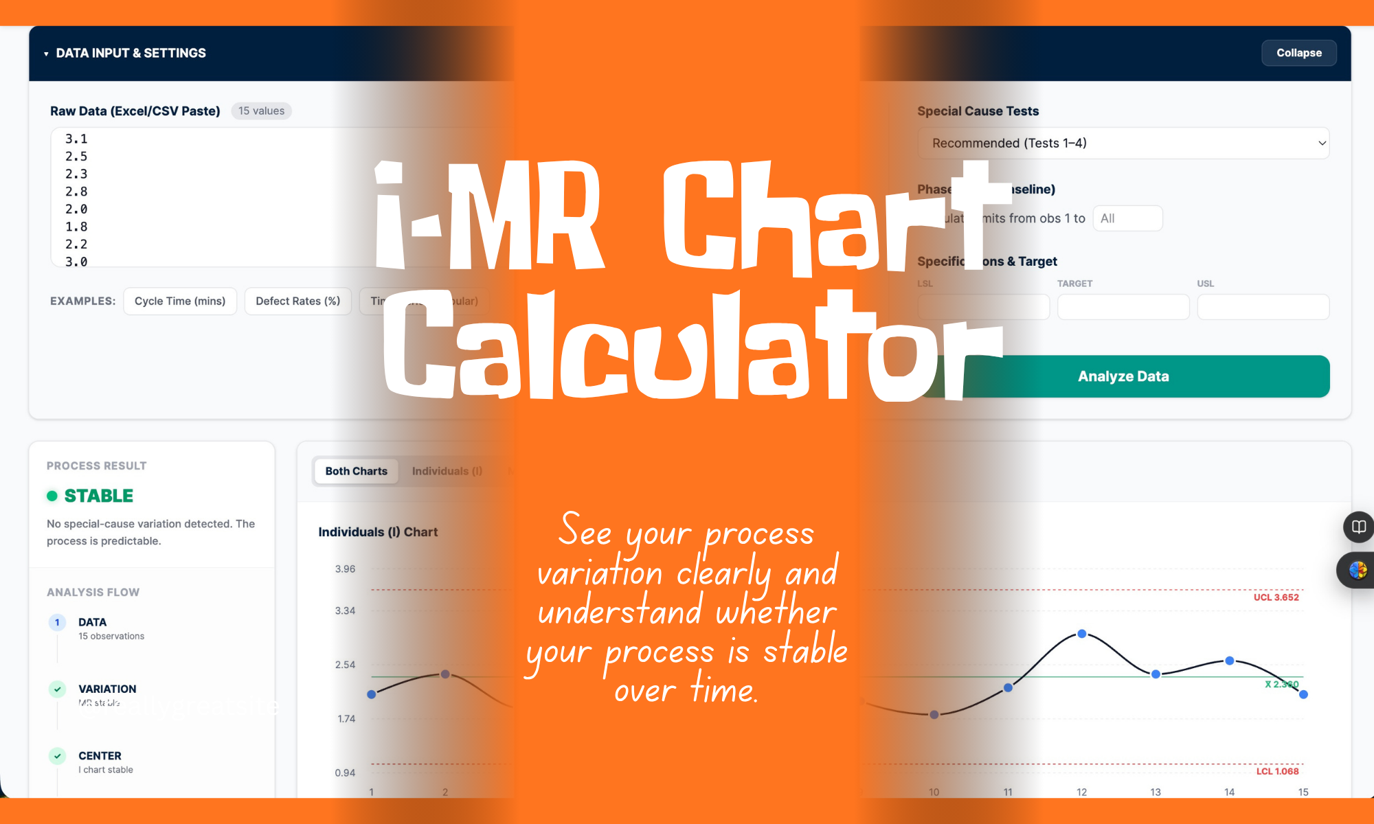 I-MR Chart Calculator