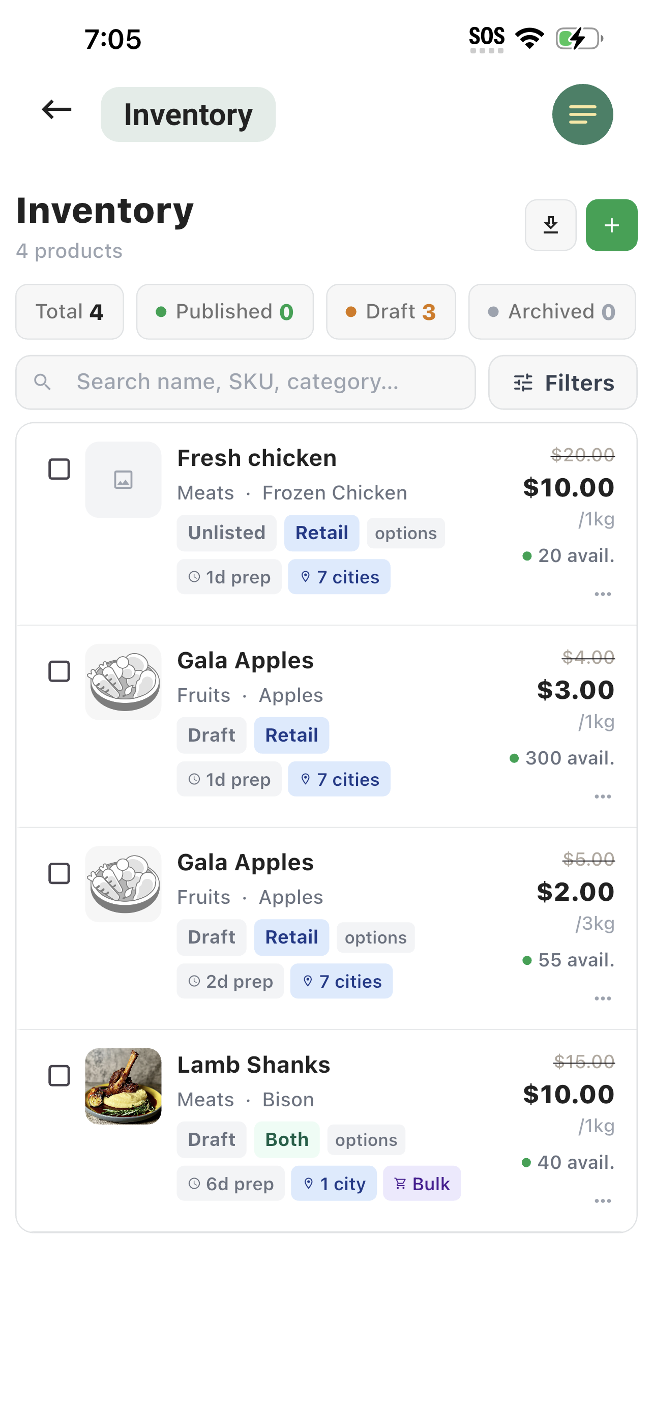 Local Pass business app — Inventory