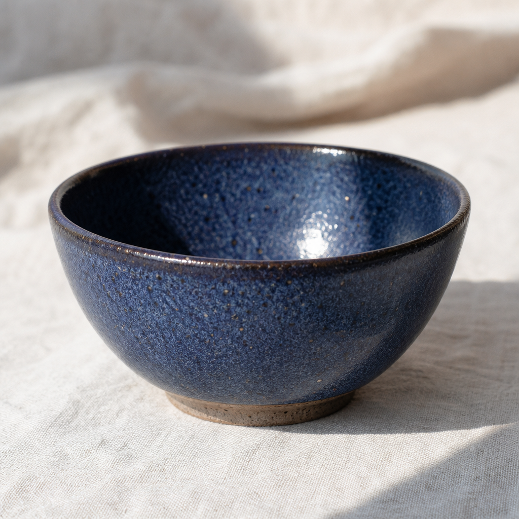 Indigo speckled bowl · cone 6