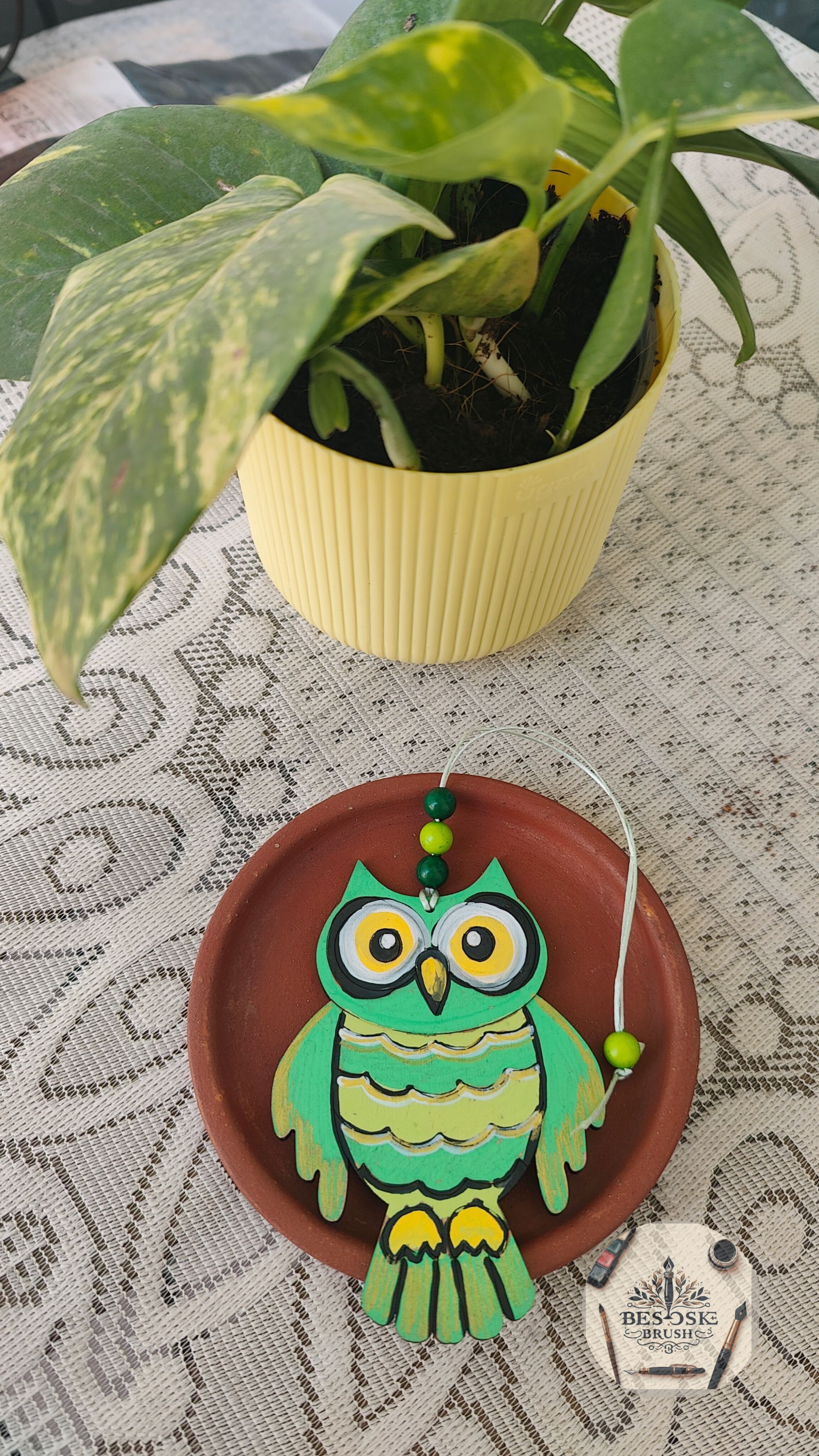 Owl Bag Tag - Forest Green