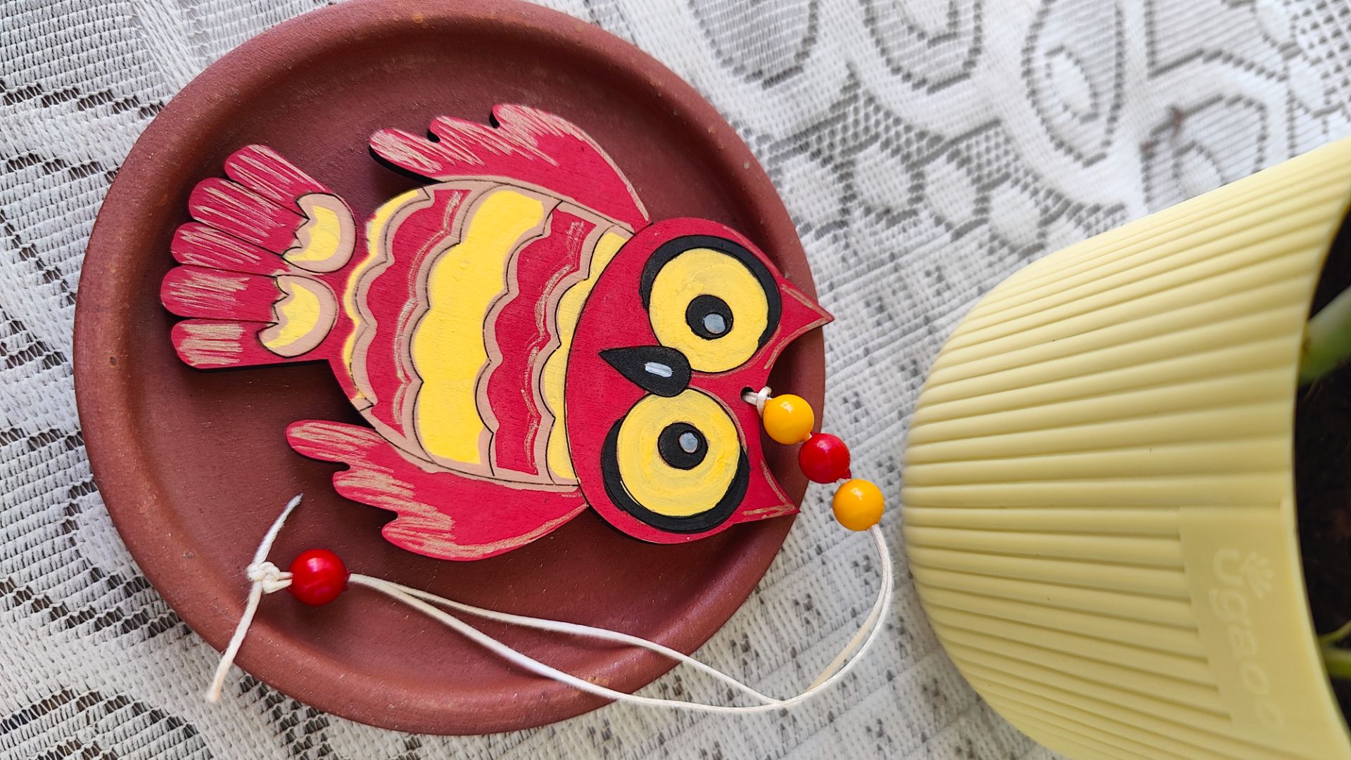 Owl Bag Tag - Crimson Red thumbnail 3