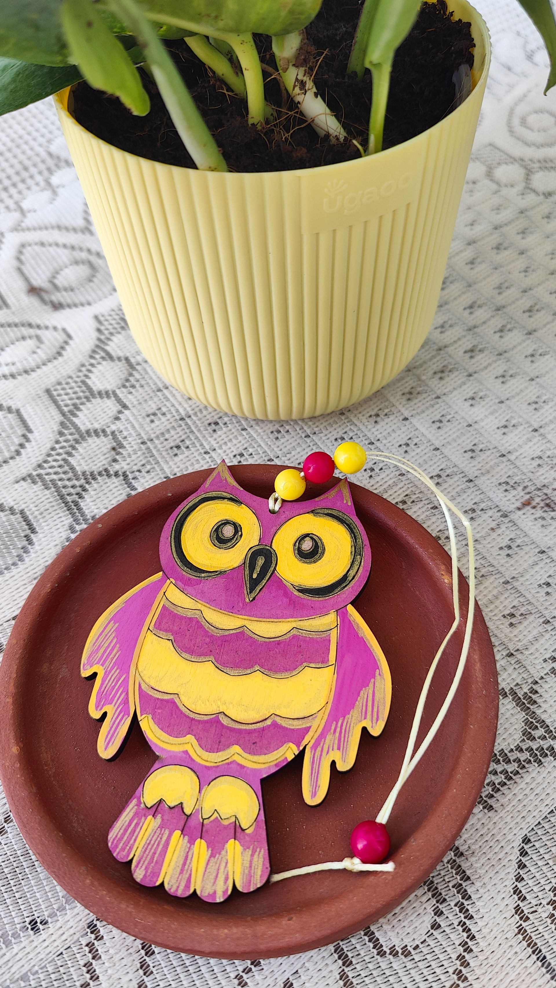 Owl Bag Tag - Berry bright 
