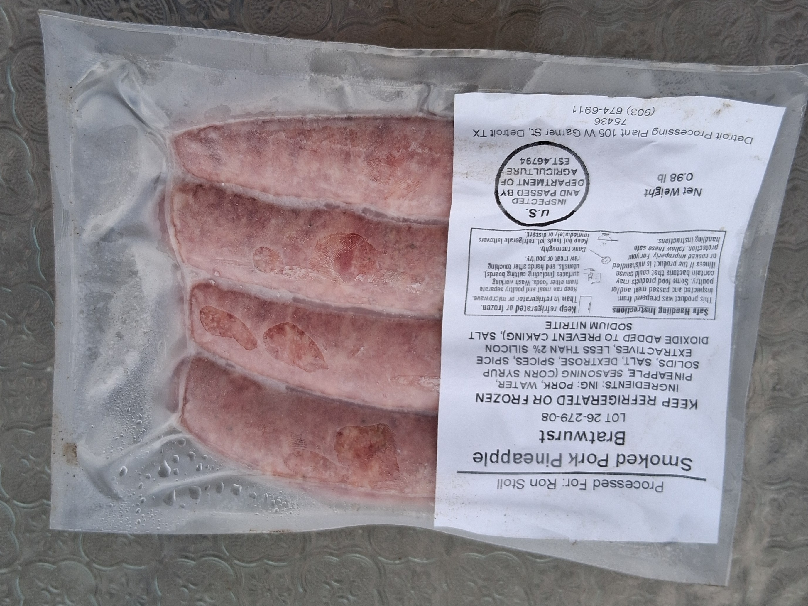 Smoked Pineapple Bratwurst