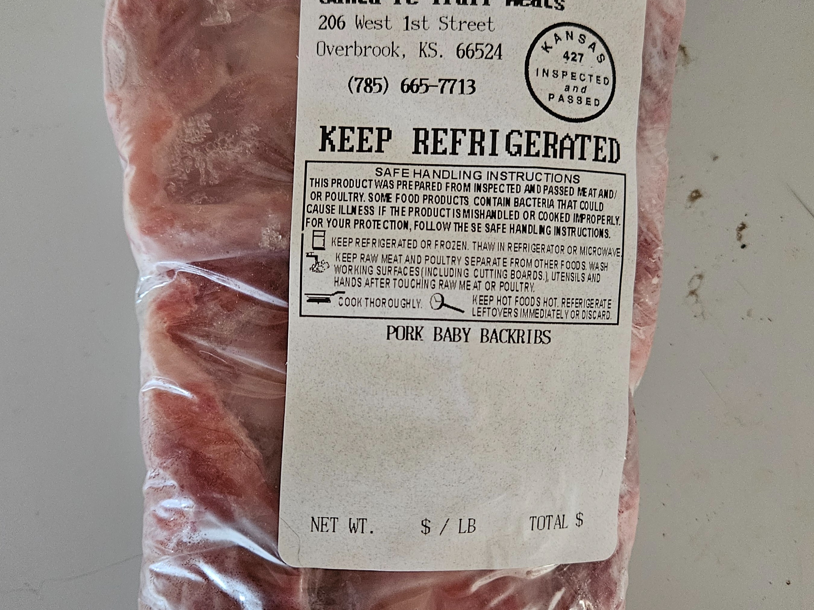 Pork baby back ribs