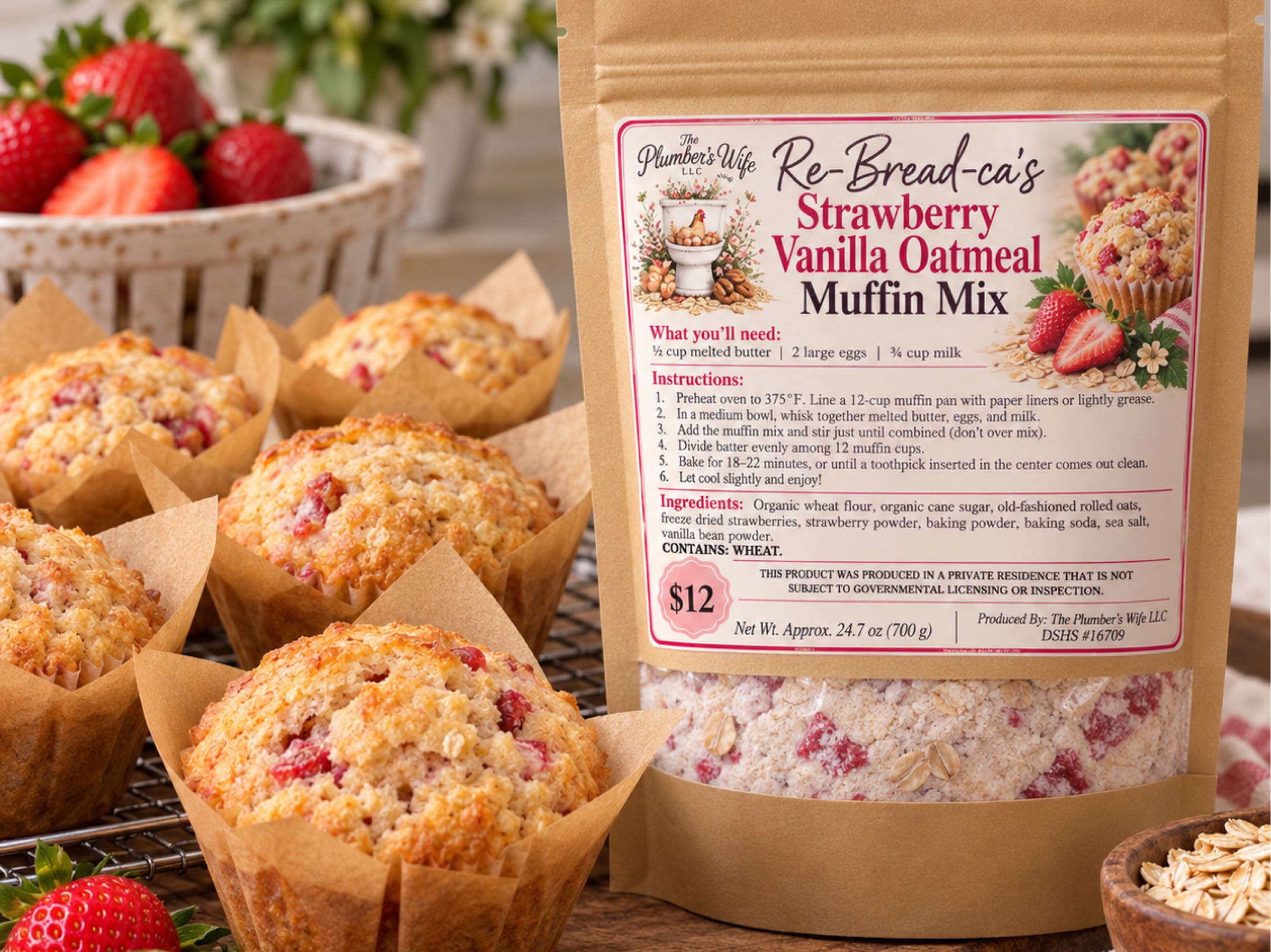 Sourdough Strawberry Vanilla Oatmeal Muffin Mix