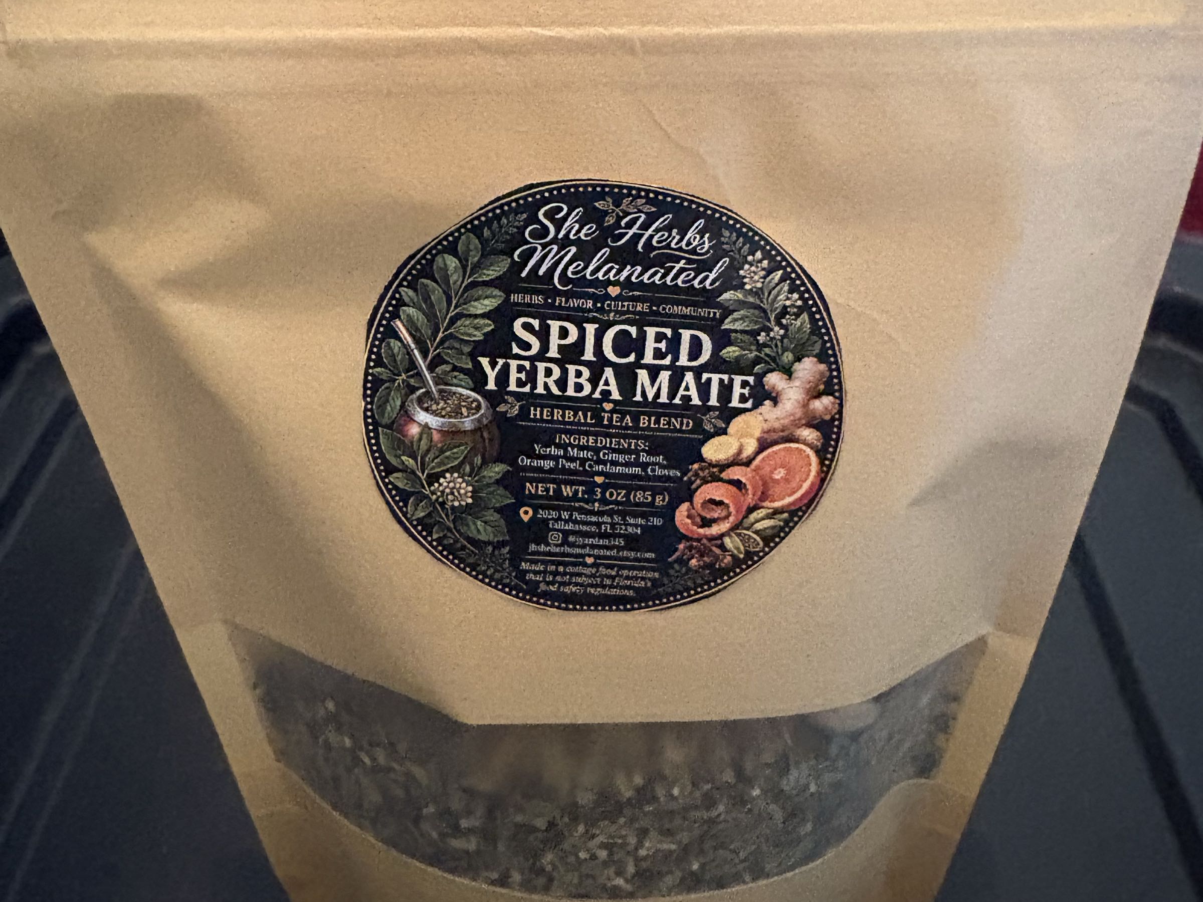 3 Ozs Spiced Yerba Mate Tea Blend.