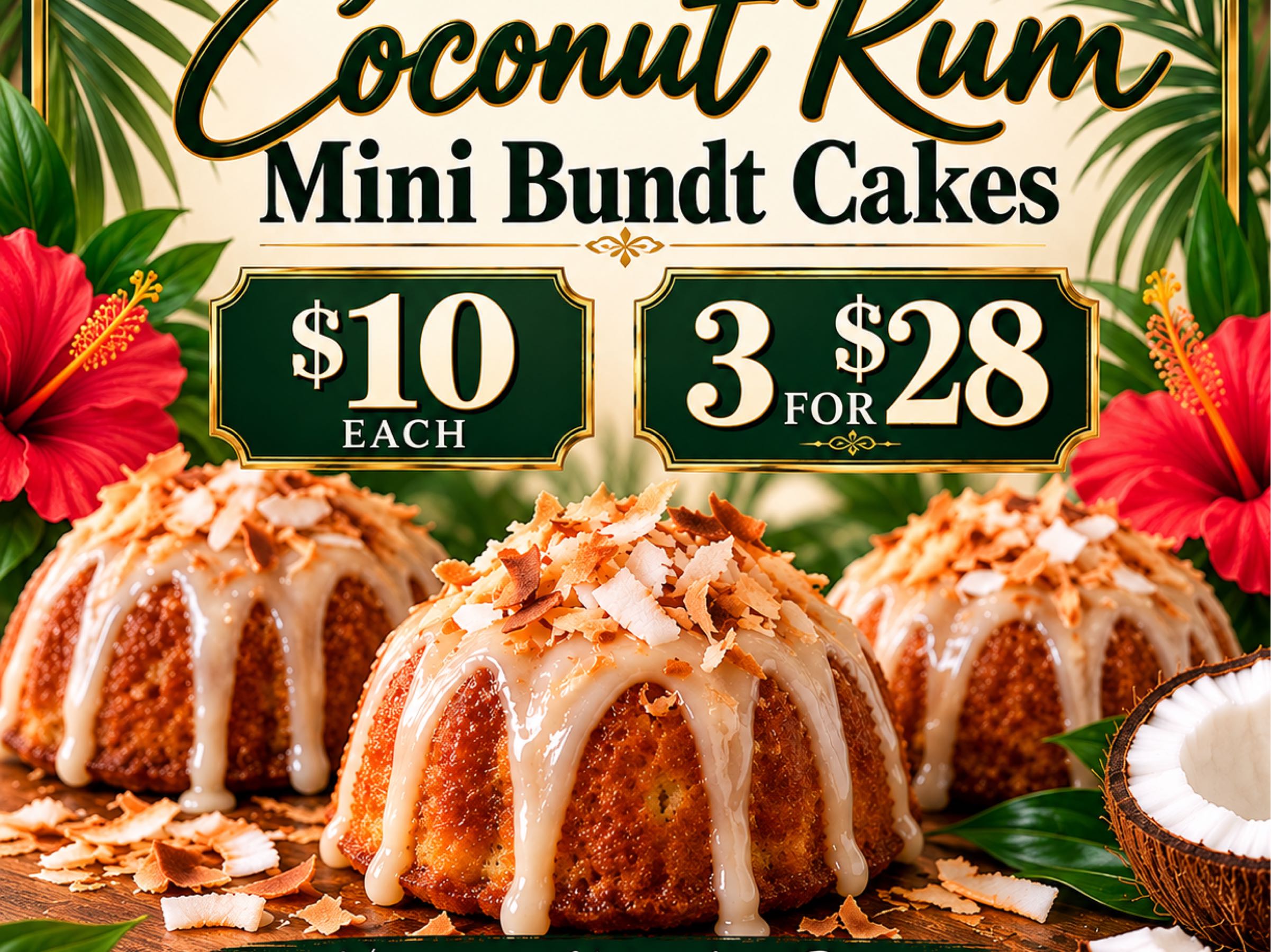 Thumbnail image 1 for Coconut Rum Mini Bundt Cakes