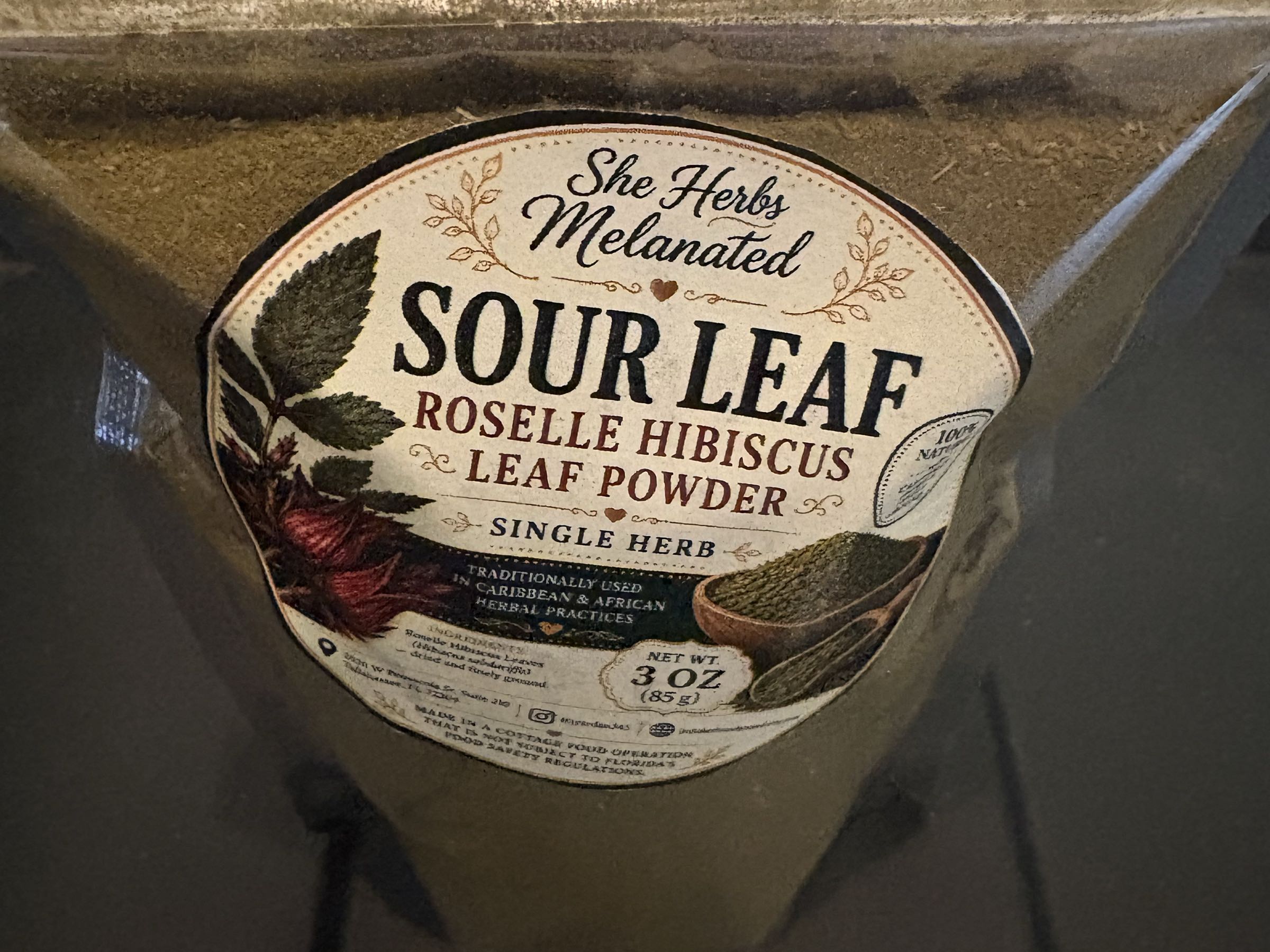 3 Ozs Sour Leaf/Roselle Hibiscus Leaf Powder.