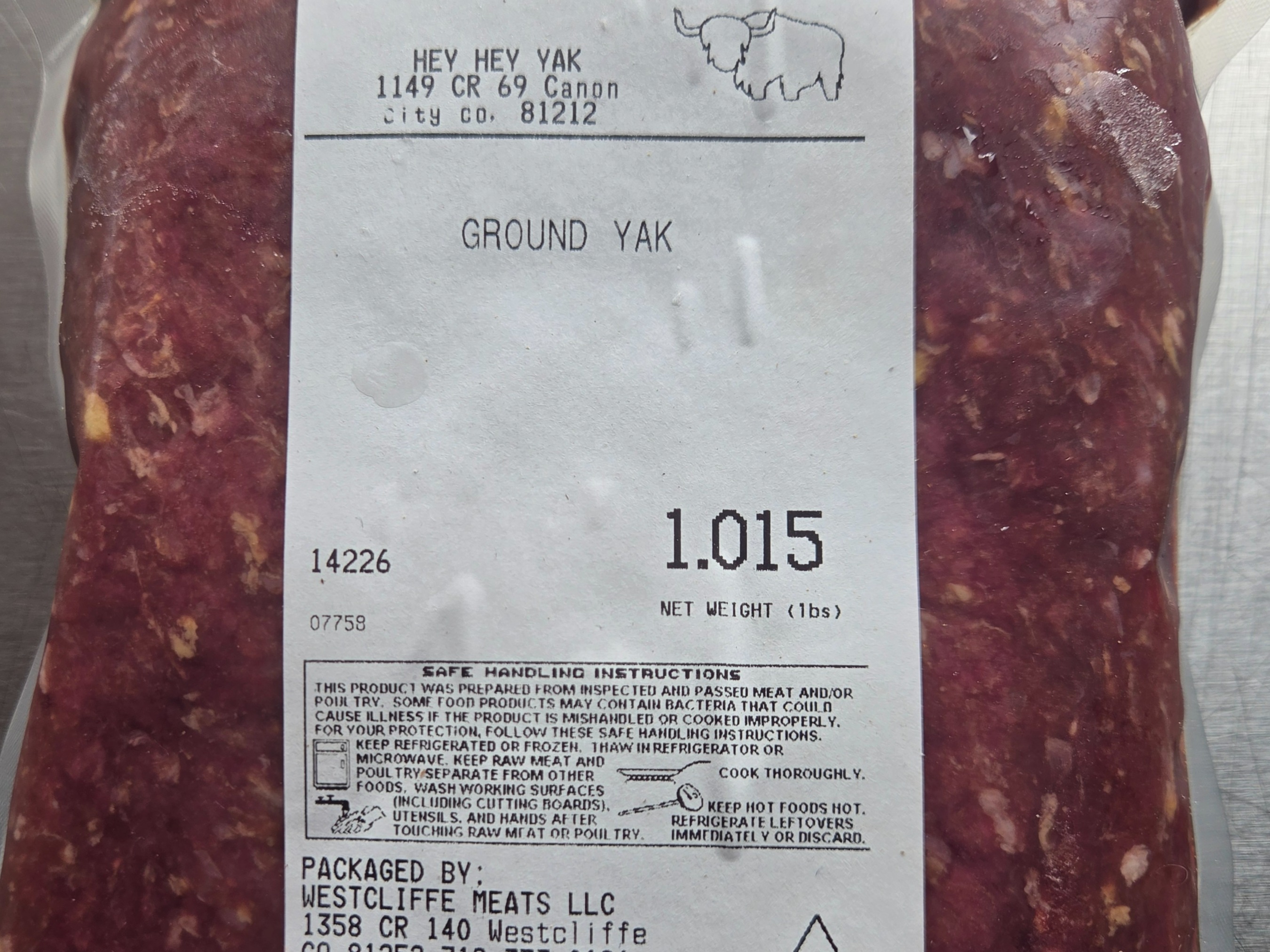 1 lb ground Yak