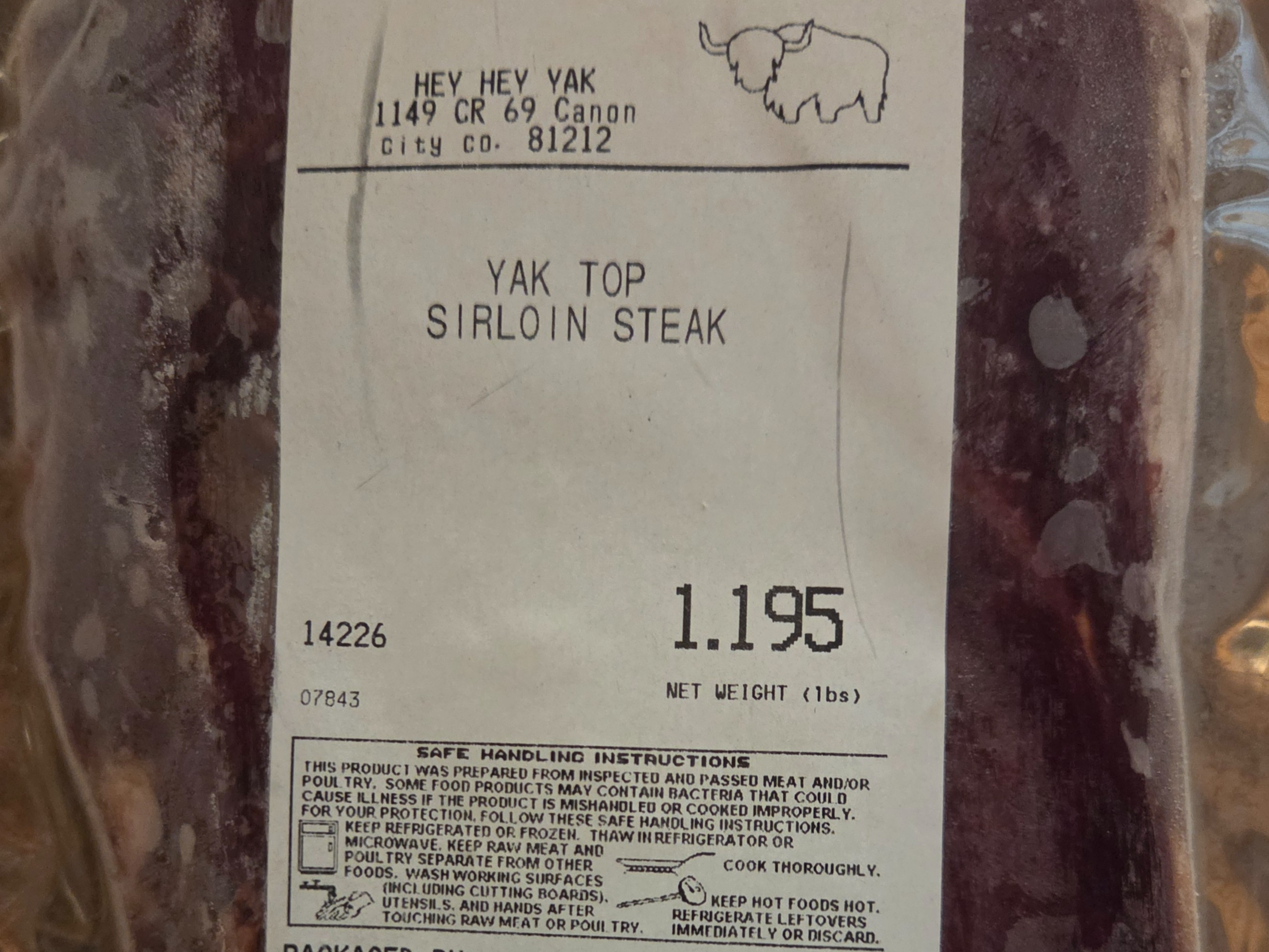 Yak Sirloin Steak