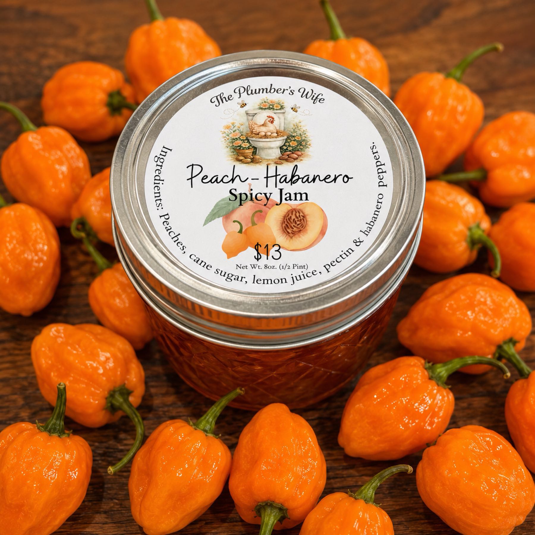 1/2 Pint Peach Habanero Jam