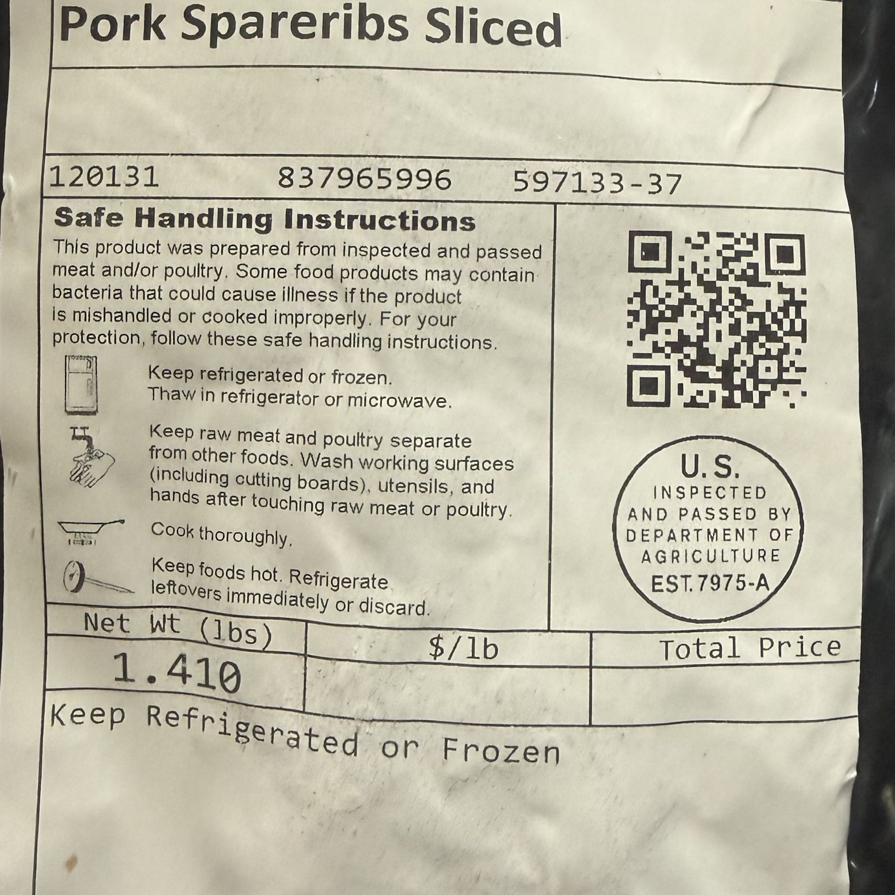 Pork spare ribs 