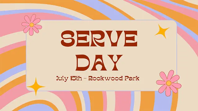 A psychadelic background with the words "Serve Day" written over it.