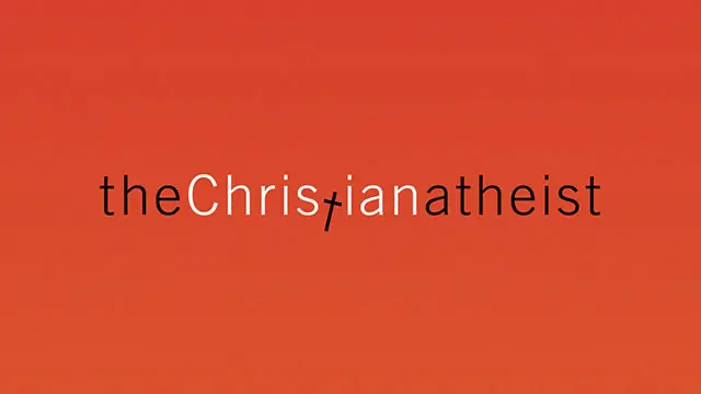 A plain red slide with "the Christian atheist" written on it.