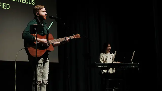 The Local Vineyard worship team worshipping together.
