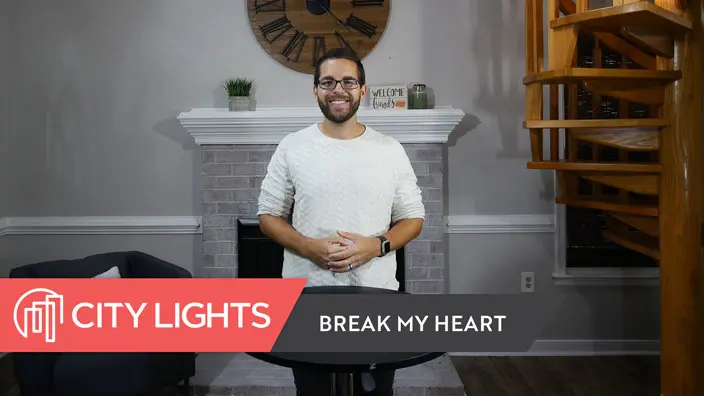 Cover image of the Break My Heart message.