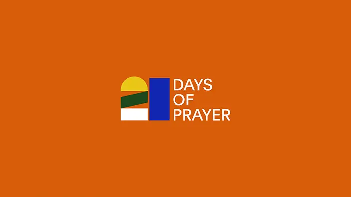 An orange background with "21 Days of Prayer" written over it.