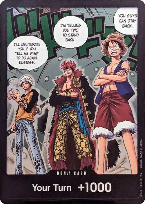 DON!! Card (Trafalgar Law, Eustass Kid and Monkey D. Luffy) (Double Pack Set Vol. 4) - 500 Years in the Future (OP07) (Don!!_op07_trafalgar_eustass_luffy)
