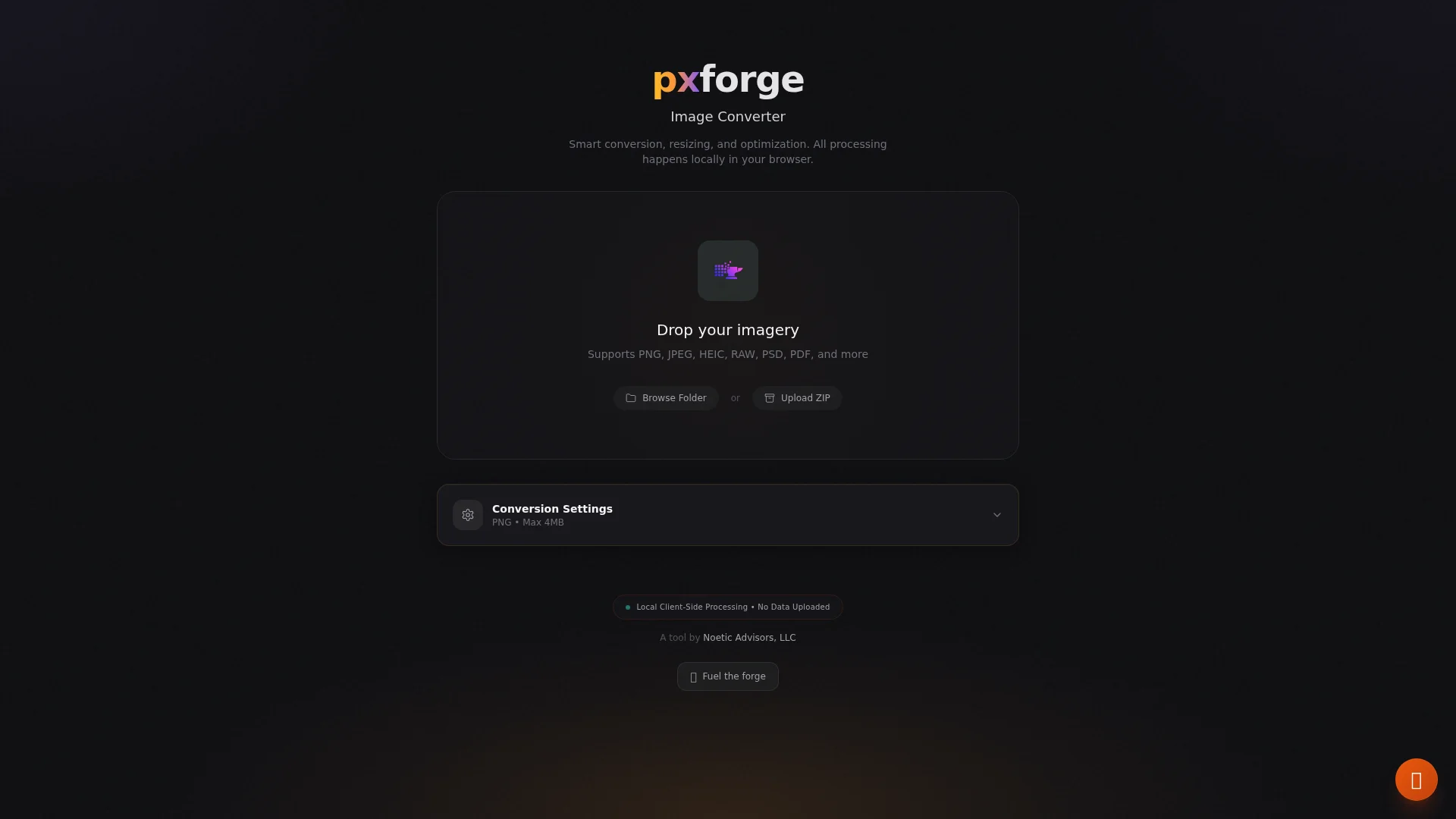 PXForge — Private Image Converter in the Browser