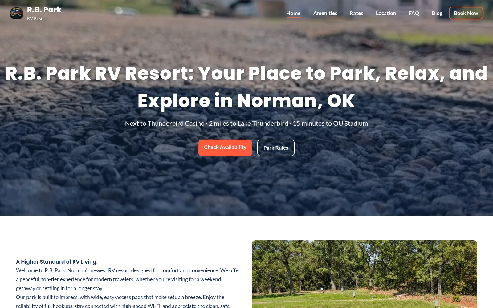 R.B. Park RV Resort | Near Thunderbird Casino & Lake Thunderbird