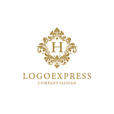 Logo design for 金色の装飾フレームとHの高級ロゴ